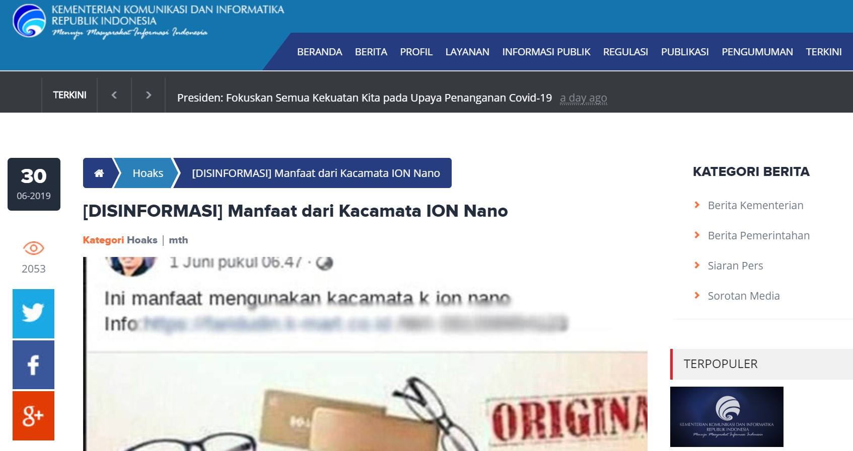 Cek HOAX Kacamata ION Nano